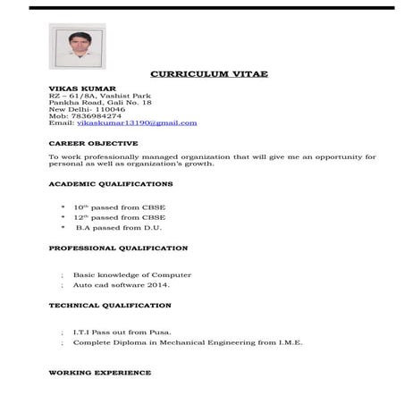 VIKAS NAGAR RESUME | RTF