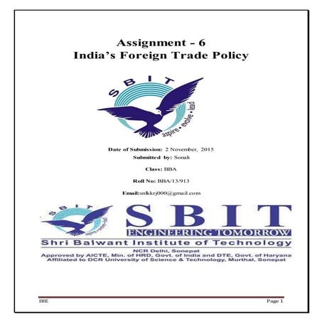 Assignment on foreign trade policy
