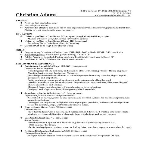 Christian Adams (CS) Resume | PDF