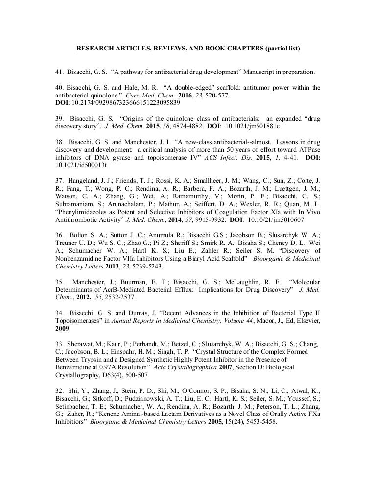Bisacchi Partial Publication Bibliography