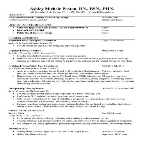 Ashley Michele Poston RN Resume