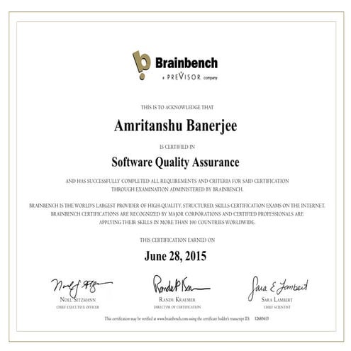 Software Quality Assurance - Brainbench