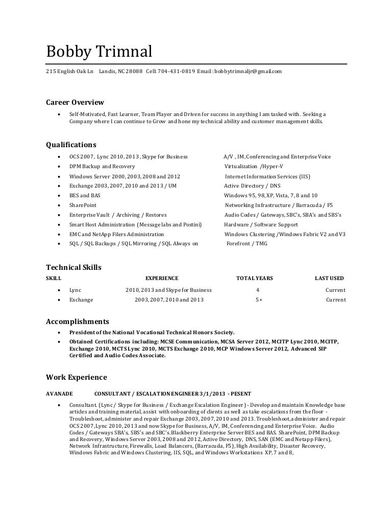 Bobby Trimnal Resume