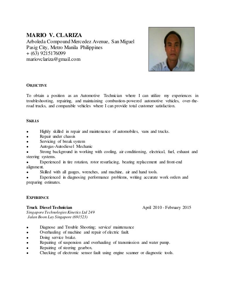 Brake technician resume