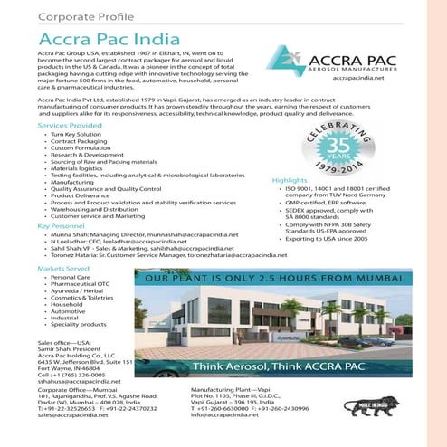Accra Pac India (Corporate Profile) | PDF