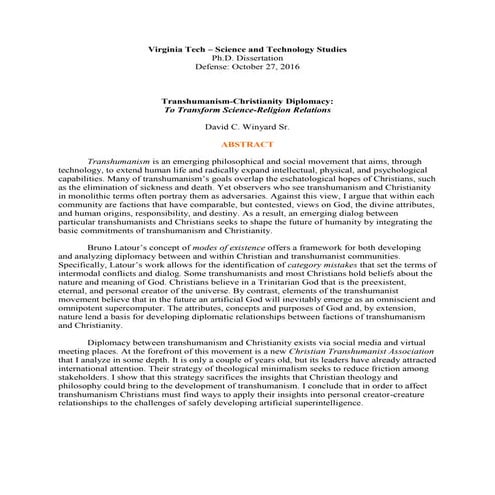 161027 Winyard Dissertation Abstract