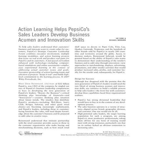 Action Learning Article Woodard Cone Authors 2007