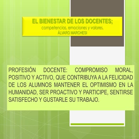 el bienestar de los docentes