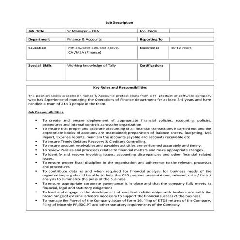 Sr.manager-Finance&Accounts