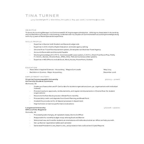 Tina Turner Resume