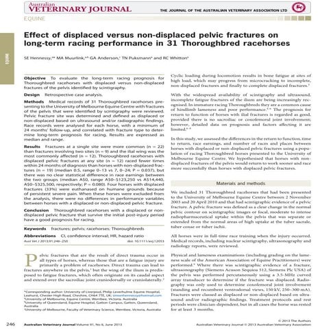 Pelvic fractures in racehorses