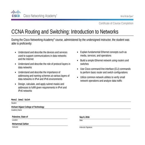 CCNA certificate