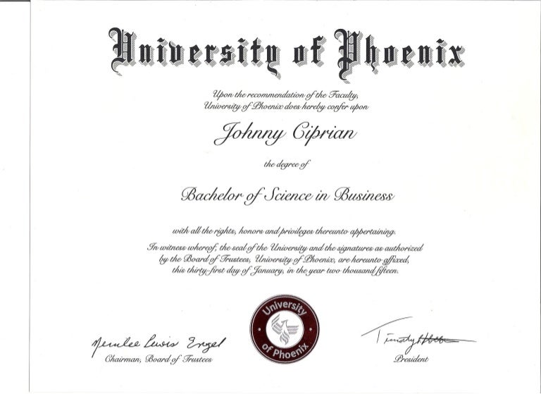 Bachelor's Degree Certificate