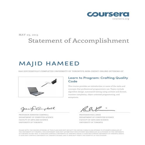 University-Toronto-Crafting-Quality-Code