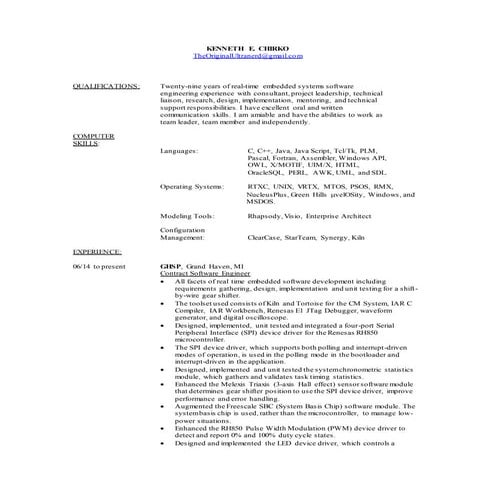 Chirko, Kenneth Resume - long