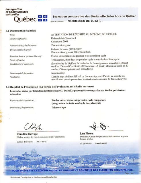 Evaluation Comparative Des Etudes Hors Quebec Henry Maza