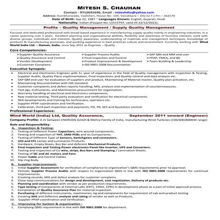Mitesh Chauhan CV | DOC