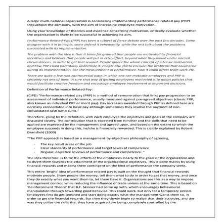 Performance Related Pay- essay