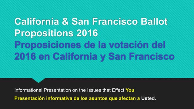 California San Francisco Ballot Pro...