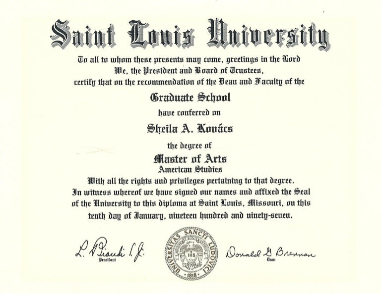 St. Louis UniversityMaster of Arts degree