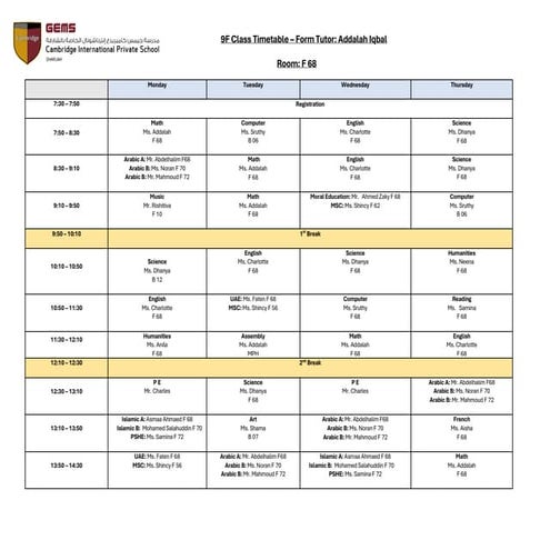 9F Timetable.pdf 9F Timetable.pdf 9F Timetable.pdf