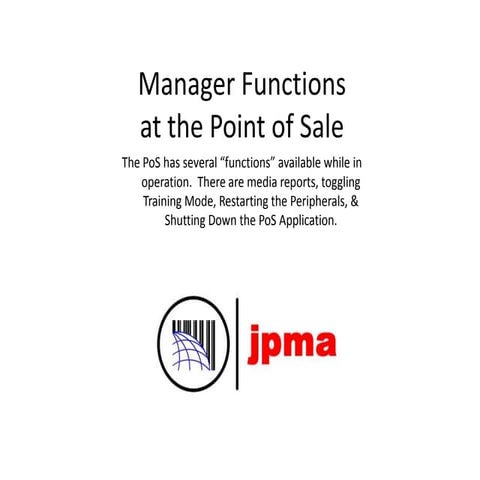 JPMA WIC 9 -  POS Functions