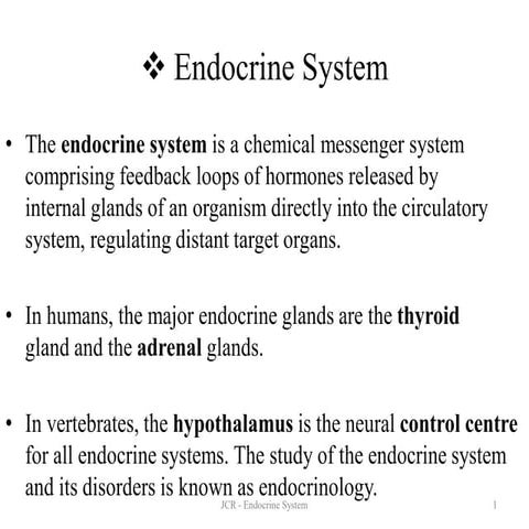 Endocrine System and its glands in brief