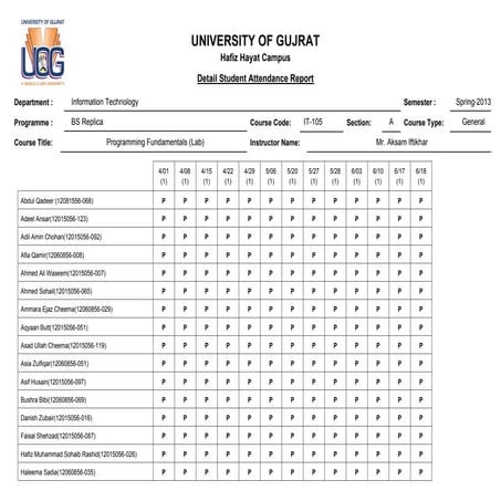 Student attendancereportofit 105(a)