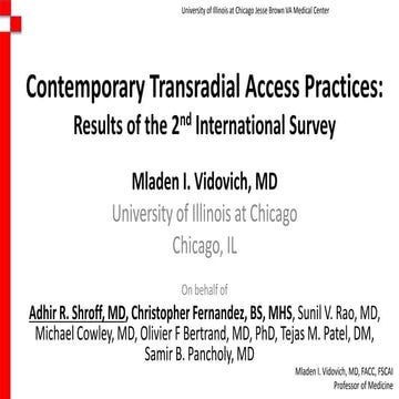PCI & AimRadial 2018 | Contemporary Transradial Access Practices: Results of ...