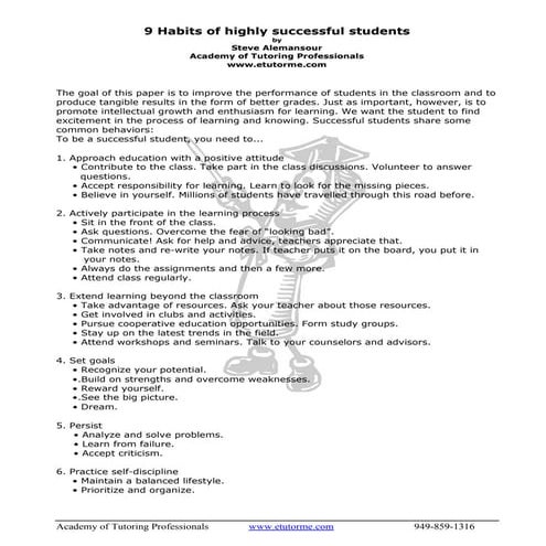 9 habits of highly successful students   academy of tutoring professionals