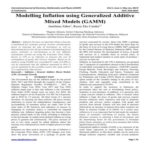 Modelling Inflation using Generalized Additive Mixed Models (GAMM)