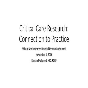 Critical Care Research: Connection to Practice