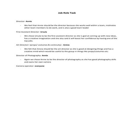 9 job roles task | DOCX
