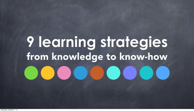 9 Learning Strategies from Knowledge to Know-How