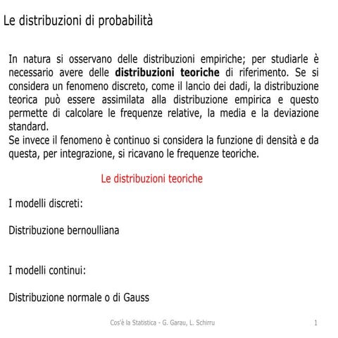 Le distribuzioni di probabilità