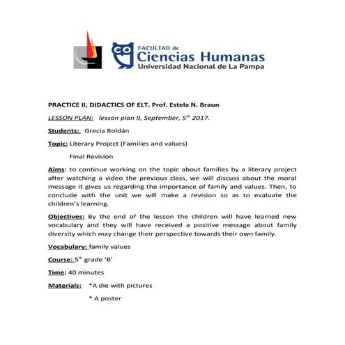 9 lesson plan literary project and test grecia roldan