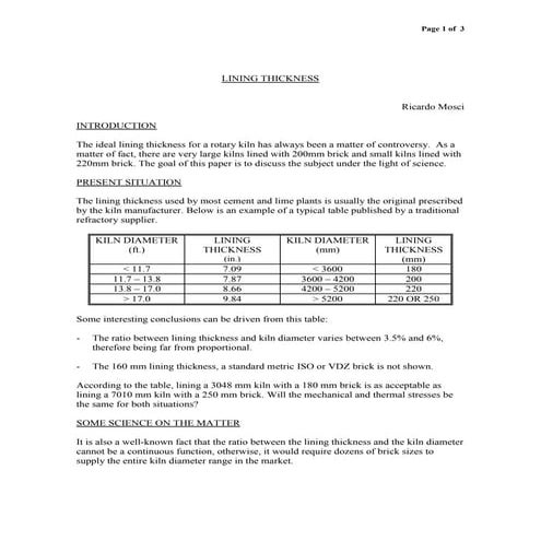 9 Lining Thickness | PDF
