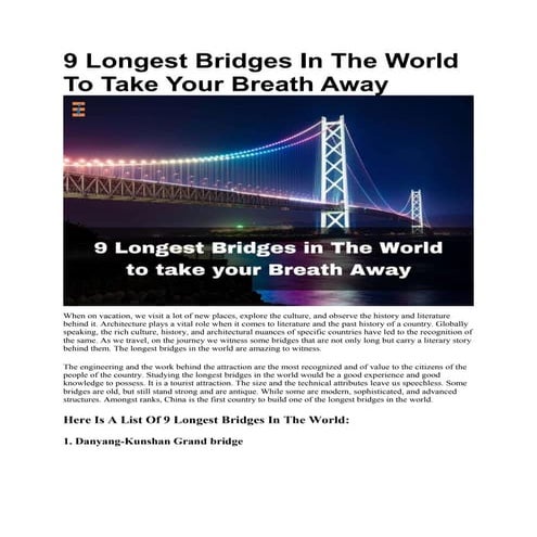 Top 9 Longest Bridges In The World To Take Your Breath Away | Future ...