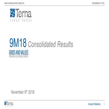 9M2018 Consolidated Results