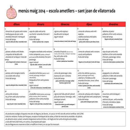 Menú maig 2014