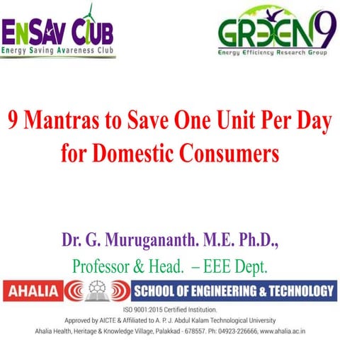 9 Mantras to Save One Unit Per Day for Domestic Consumers 
