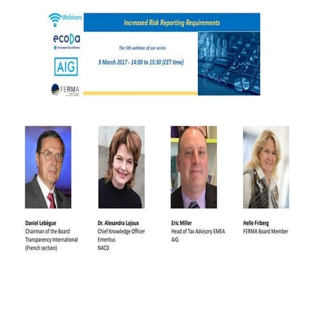 Increased Risk Reporting Requirements: 5th webinar with ecoDa and AIG