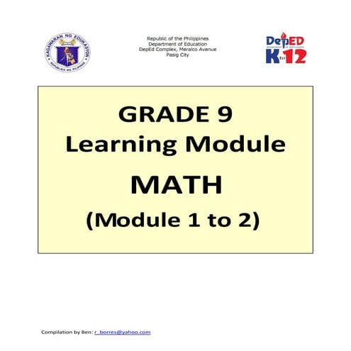 Grade 9 Learning Module in Math - Module 1 and 2