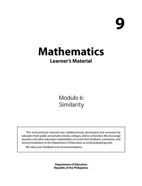 Grade 9 Mathematics Module 6 Similarity
