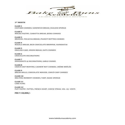 9 month bakery course in Gurgaon