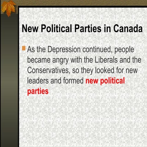 New Political Parties in Canada