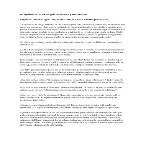 9 objetivos del marketing de contenidos y sus métricas