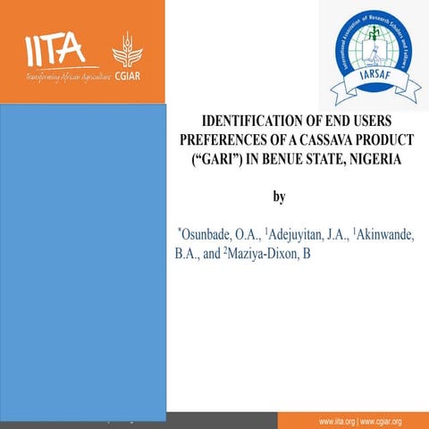9 osunbade identification of end users preferences of a cassava product