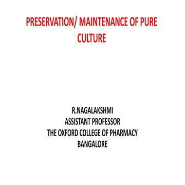 Preservation of pure culture