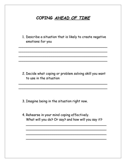 Coping ahead of time worksheet | PDF Coping ahead of time worksheet | PDF